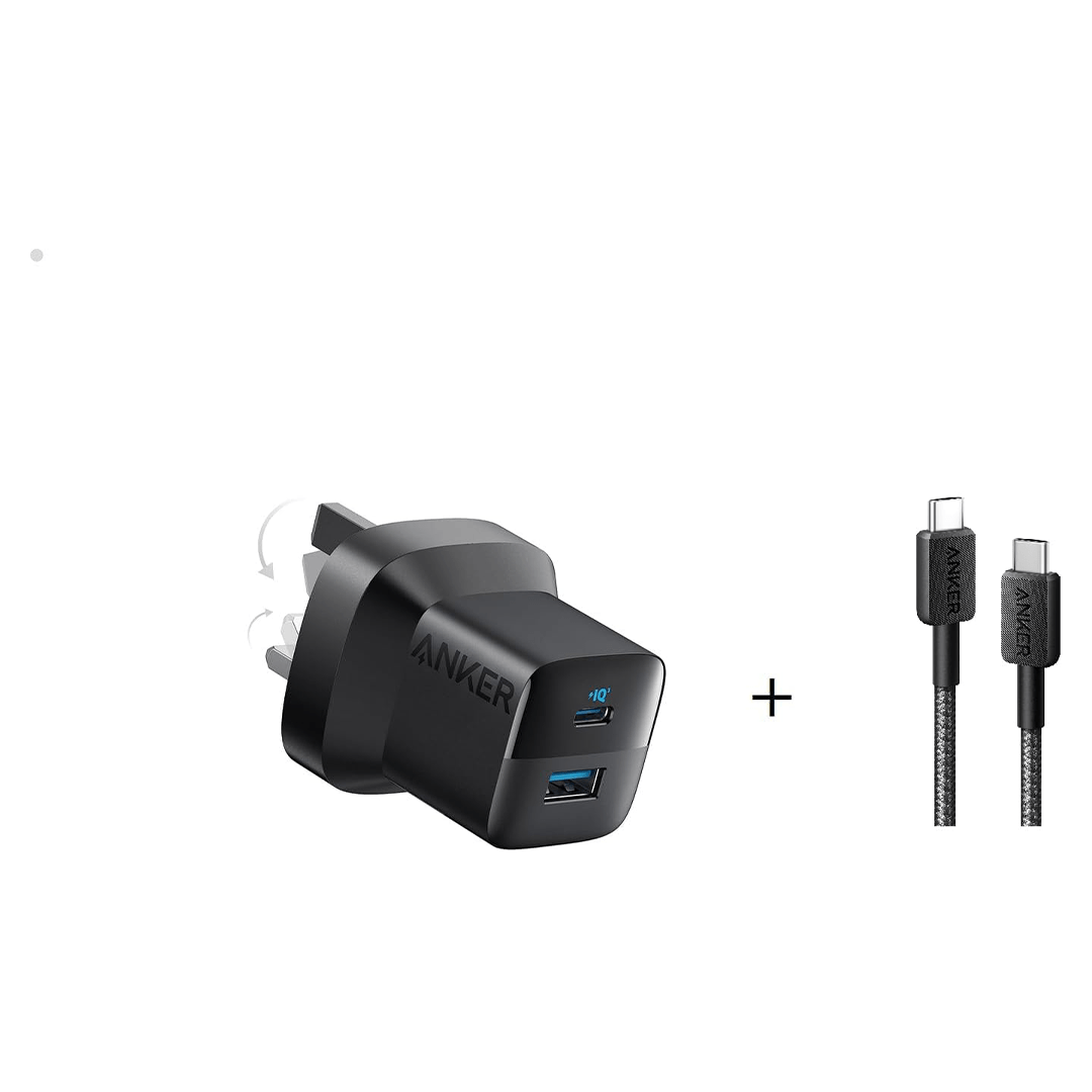 Anker 323 Charger with 322 USB-C to USB-C Cable (33W , 3ft) -Black in Qatar Anker 323 Charger with 322 USB-C to USB-C Cable (33W , 3ft) -Black in Qatar